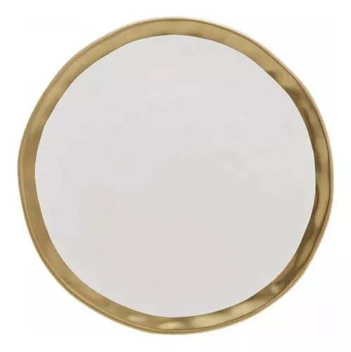 Prato Raso De Porcelana Dubai Branco E Dourado 25x2cm Wolff