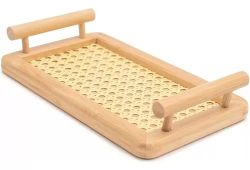 Bandeja De Bambu C/ Alça 25x15x6,5cm Hauskraft