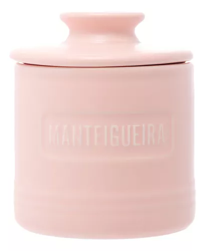 Manteigueira Francesa Matte Com Tampa De Cerâmica Wolff Cor Rosa-claro
