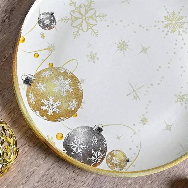 Conjunto 6 Pratos Raso Coup Stoneware Noite Dourada Ø26cm Natal