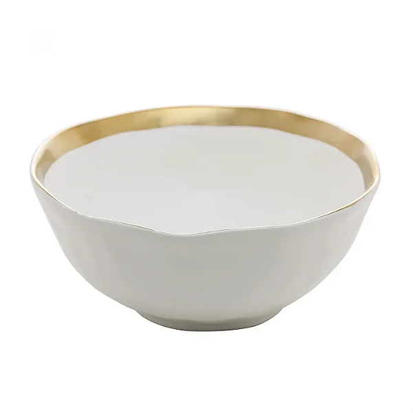 Bowl Dubai Porcelana Branco e Dourado 15,5cmX7cm Wolff