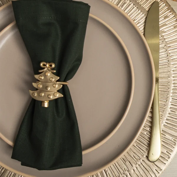 Anel Porta Guardanapo 4 Peças Natal Pinheirinho Copa e Cia