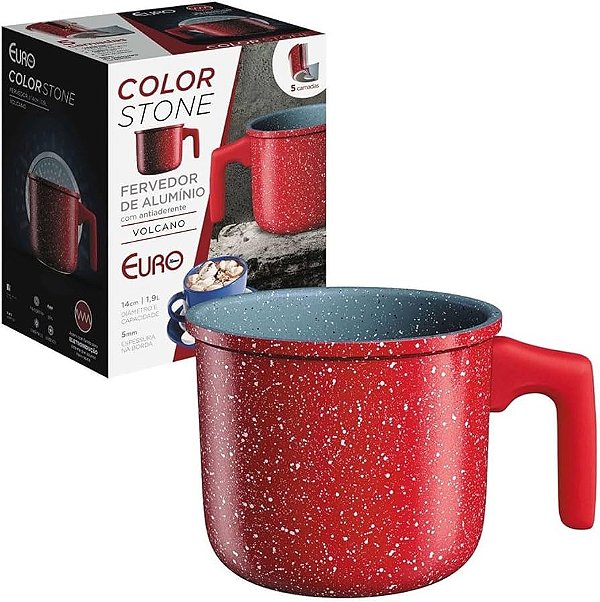 FERVEDOR LEITEIRA CERAMICA COLORSTONE VOLCANO VERMELHO 14cm EURO 1,9L