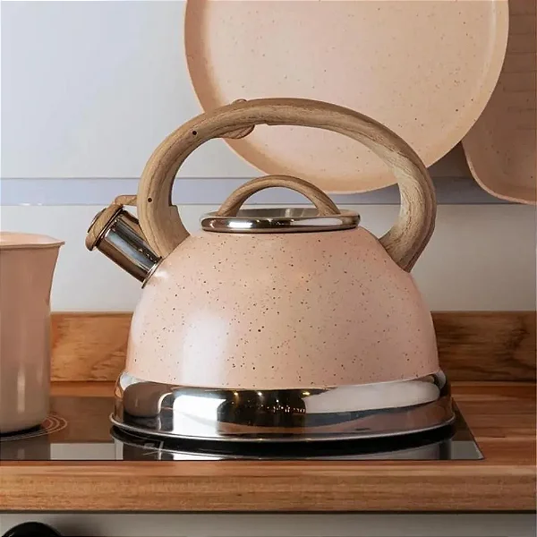 Chaleira de Inox com Apito Lyor 3 L Indução Bege