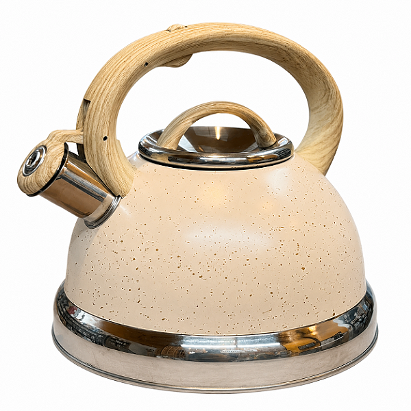 Chaleira de Inox 3L com Apito Lyor Indução Bege Granito Chef