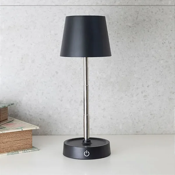 Luminária de Mesa Led 3 tons USB Retrátil Luna Preta Lyor
