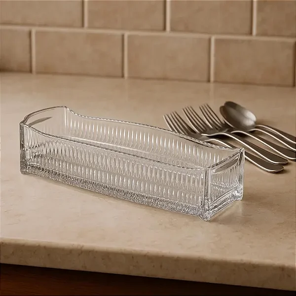 Porta Talher e Sachê Palatino 27x6x9cm Cristal L'hermitage