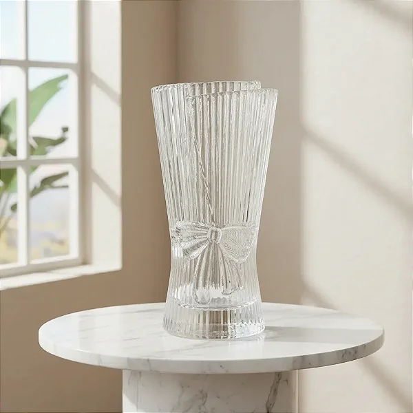 Vaso De Vidro Laço 12x23cm Lilian Gift