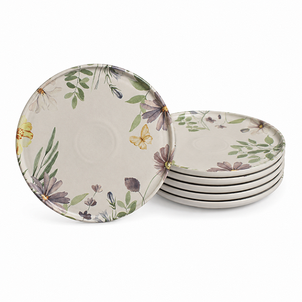 Conjunto 6 Pratos Raso Basic Bloom 25cm Porto Brasil