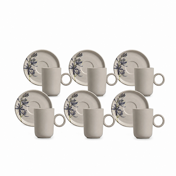 Jogo 6 Xicaras Café 90ml Com Pires Basic Relax Porto Brasil