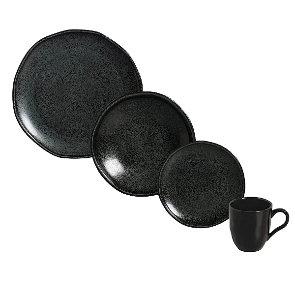 Aparelho De Jantar 16 Peças Daily Intense Porto Brasil Preto