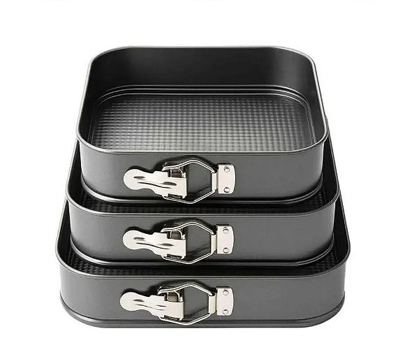 Jogo 3 Formas Quadrada Antiaderente Fundo Removível To Bake Wellmix