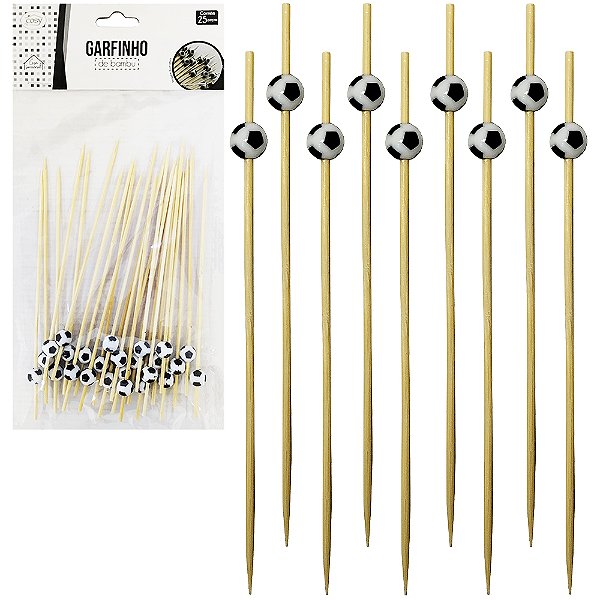 Kit Garfinho Palito Petisco 12cm Bola Futebol 50 Peças Bambu