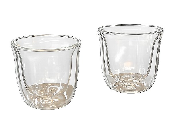 Jogo 2 Copos 100ml de Vidro Parede Dupla Glass Wellmix