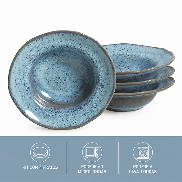 Jogo 4 Pratos P/ Entrada 19cm Bio Breeze Stoneware Porto Brasil