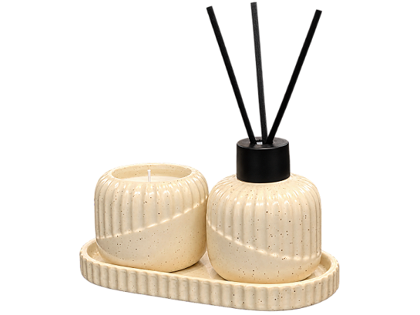 CJ Difusor 180ml Com Porta Vela Cerâmica Bold Lyor