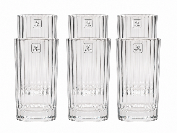 Jogo 6 Copos Alto 380ml Vidro Wolff