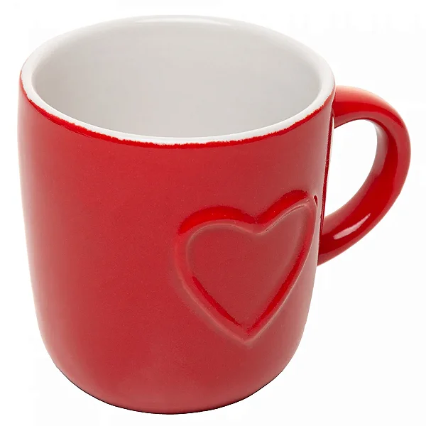 Caneca Heart 170ml Coração Vermelho Cerâmica Lyor
