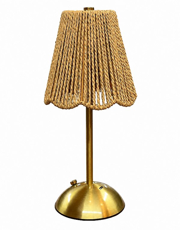 Luminária de Mesa Abajur 30x13cm Tátil Rattan Gold Copa&Cia