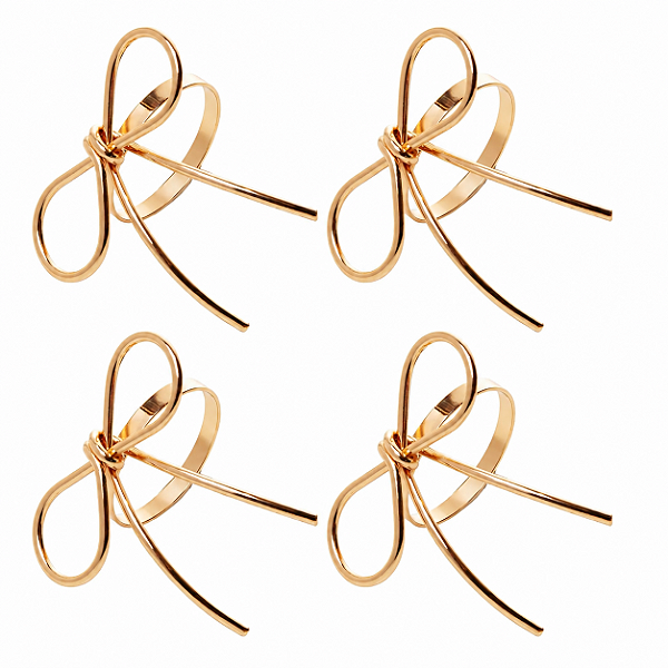 Jogo 4 Anéis P/ Guardanapos Ø4x6cm Entre Laços Dourado Wolff