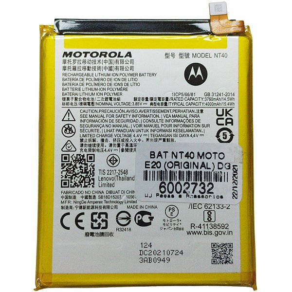 Bateria Motorola Moto E20 NT40 Original