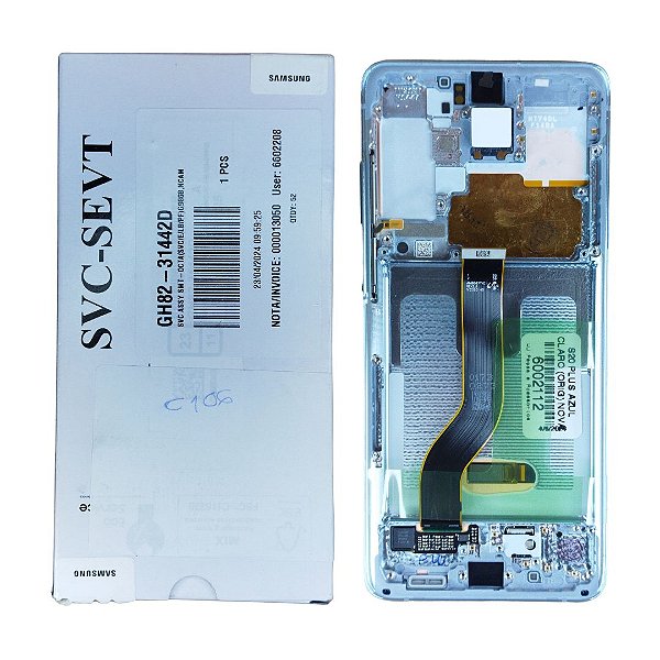 Tela Frontal Touch Display Samsung G985/G986 - S20 PLUS - Com aro AZUL CLARO Original Nova