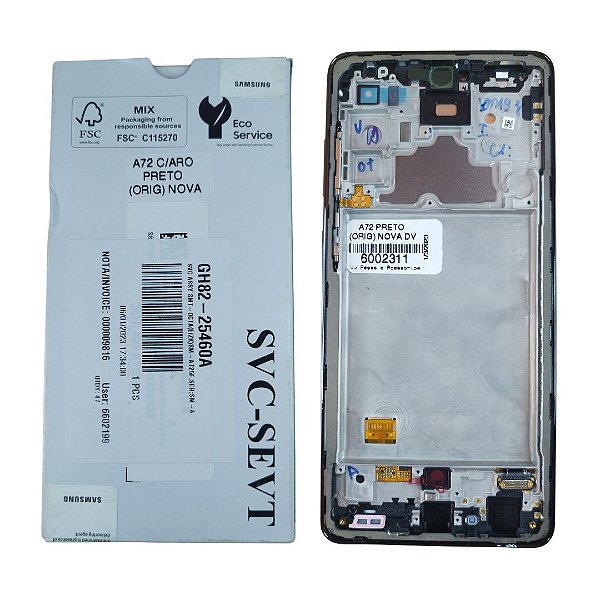 Tela Frontal Touch Display Samsung A72 - A725 - Com aro Preto Original Nova