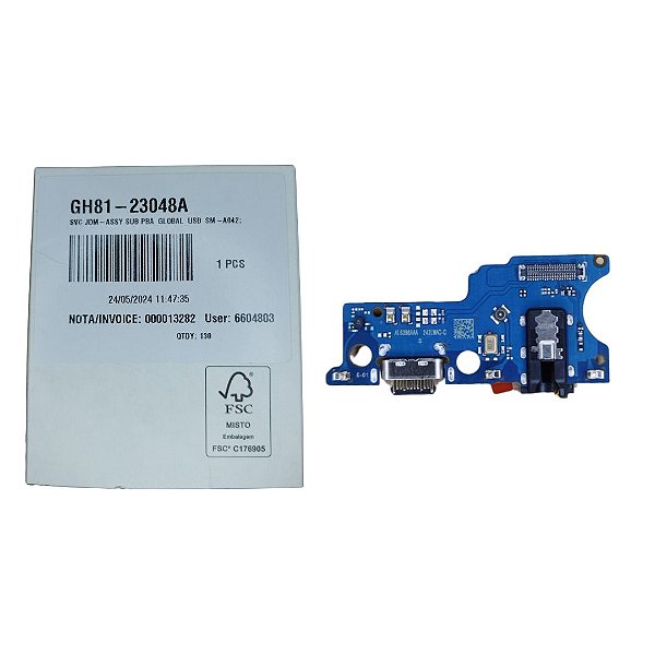 Conector de Carga Samsung A04e - A042 Com Placa Original