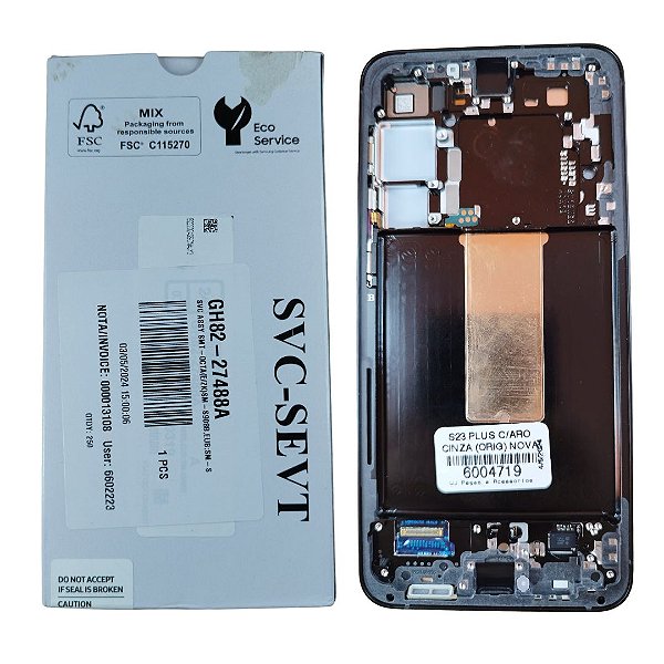 Tela Frontal Touch Display Samsung S916 - S23 PLUS - Com aro CINZA Original Nova