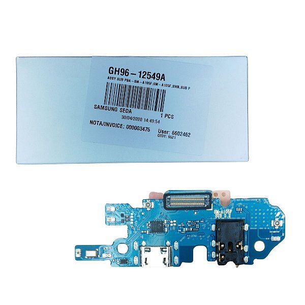 Conector de Carga Samsung A10 - Com Placa Original Nova