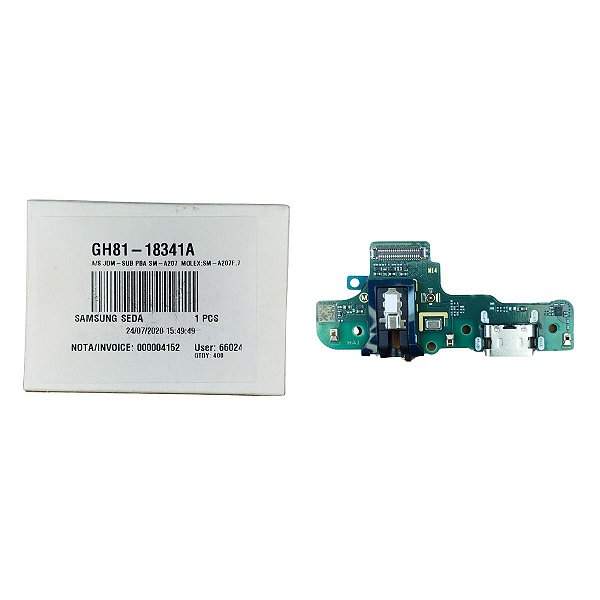 Conector de Carga Samsung A20S - A207 (M14) Com Placa Original