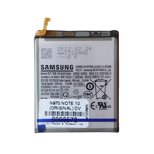 Bateria Samsung N970 NOTE 10  EBBN970ABU  3400MAH - Original  NOVA