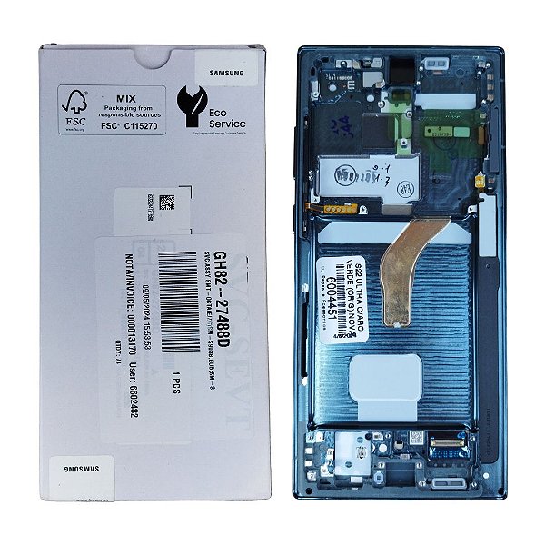 Tela Frontal Touch Display Samsung S908 S22 ULTRA - Com aro Verde Original Nova