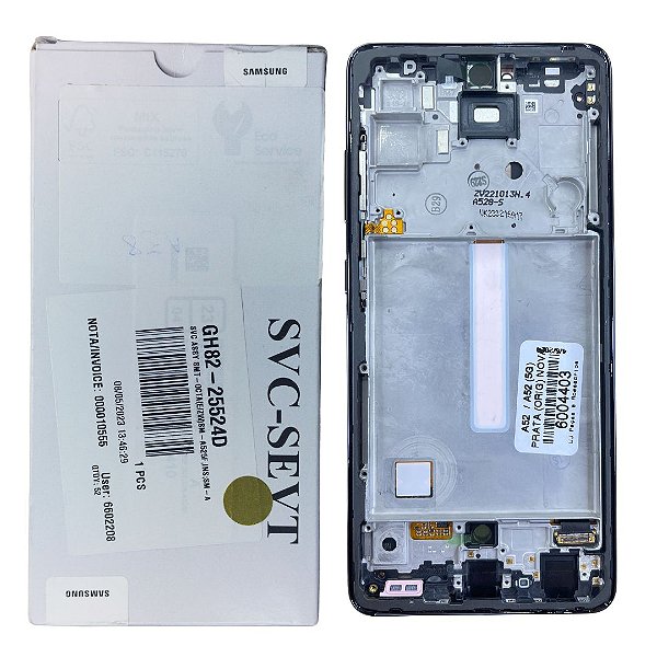 Tela Frontal Touch Display Samsung A52 - A525 / A52 (5G) - A526 Com aro prata Original Nova