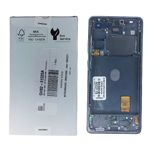 Tela Frontal Touch Display Samsung G780 - S20FE - Com aro AZUL ÍNDIGO Original Nova