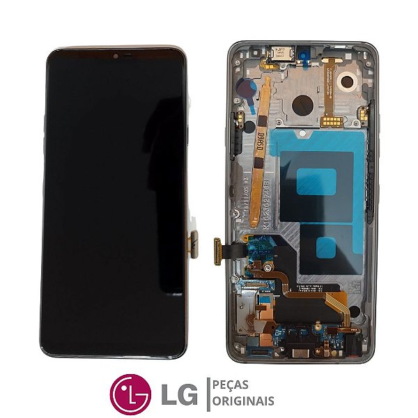 FRONTAL LG G7 TINQ - G710 - C/ARO CINZA PLATINUM (ORIGINAL)