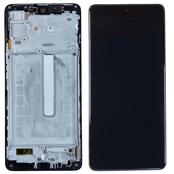 Tela Frontal Touch Display Samsung M53 5G - M536 - Com aro Preto Original RET