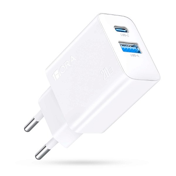Carregador 20W Duas Portas (USB 18W + C 20W)  Branco - GAR161