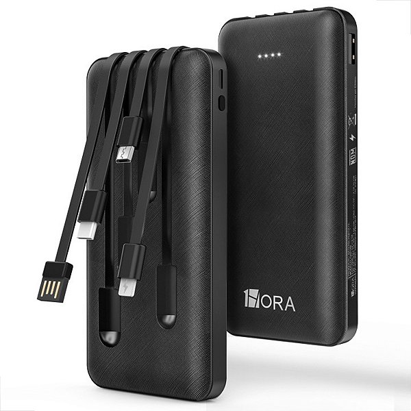 Power Bank 10.000 mAh Com Cabos Integrados - GAR148