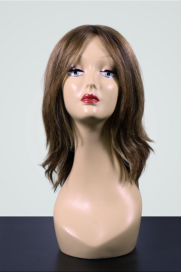 Peruca Cabelo Natural Castanho Claro Feminina