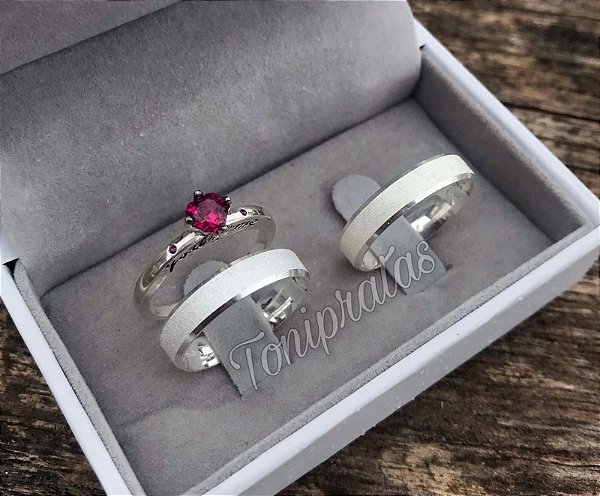 aliança 4mm/ anel you & me incluso