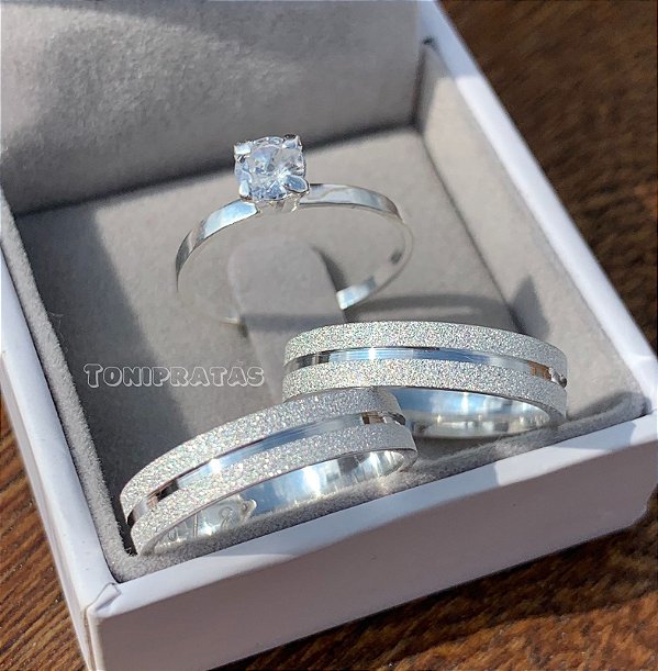 aliança mel 4mm / anel solitario incluso