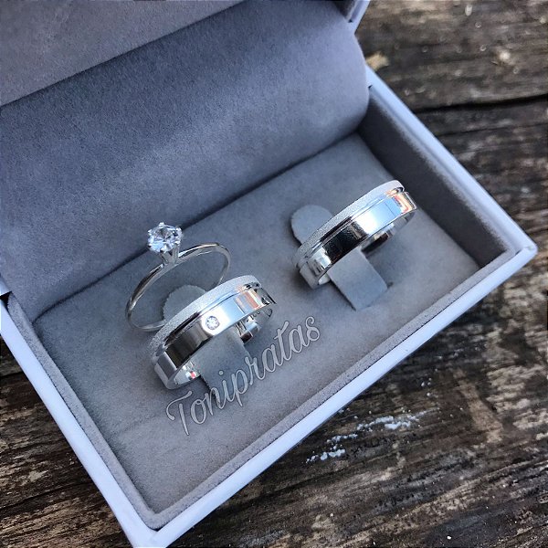 aliança 6mm/ anel solitario incluso