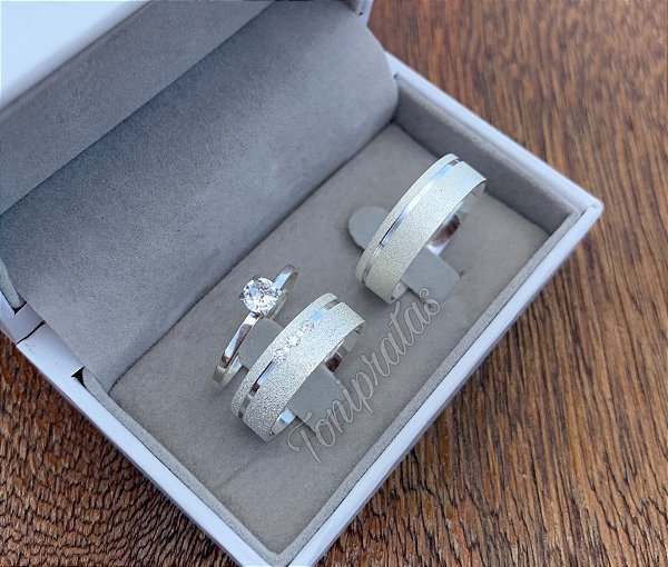 aliança 6mm / anel solitário cristal incluso