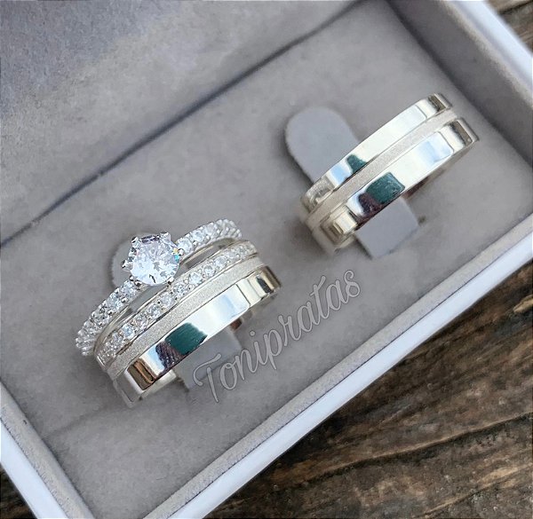 par de aliança 7mm/ anel cinderela incluso