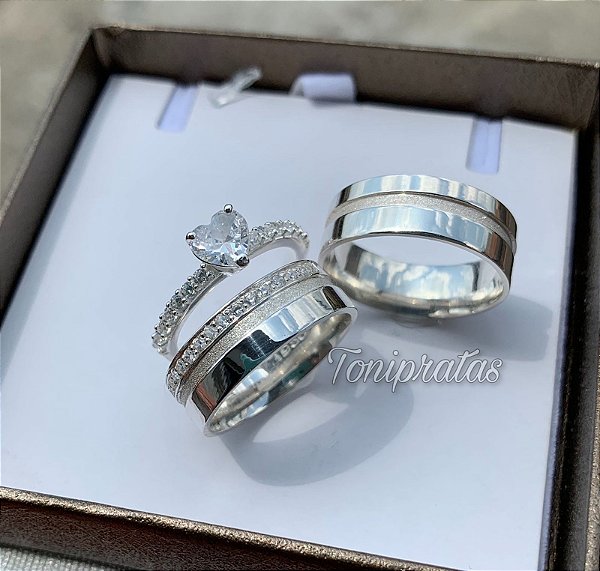 par de aliança 7mm/ anel julieta incluso