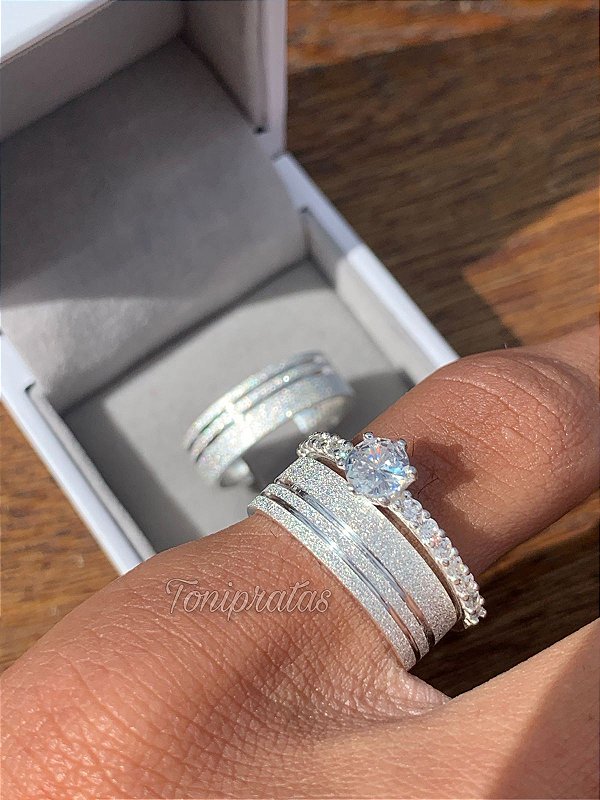 alianças monte 6mm e anel cinderela