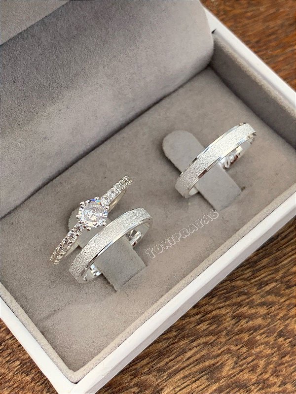 alianças cairo 3mm e anel cinderela