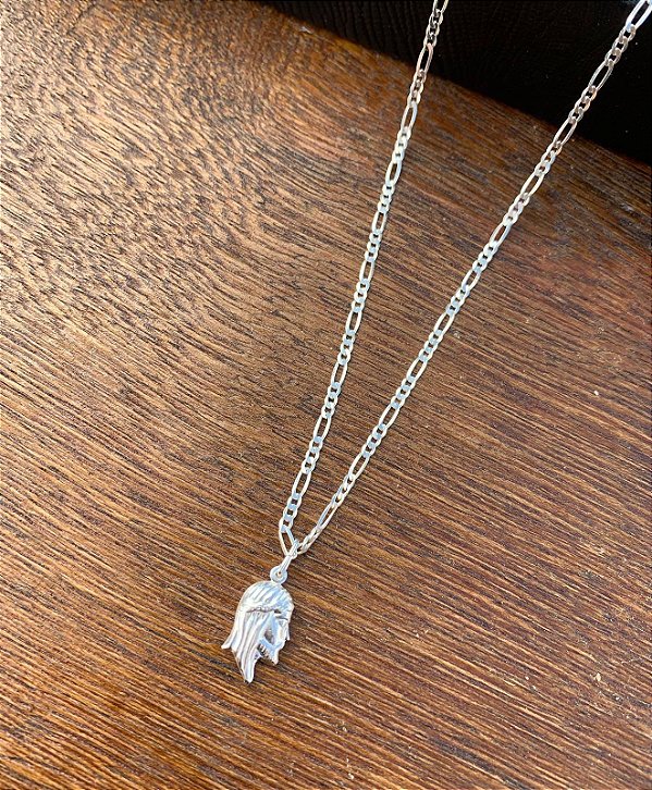 corrente 3x1 2mm e pingente face de cristo / prata 925