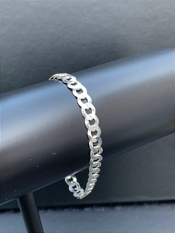 pulseira grume escama 7mm/ prata 925